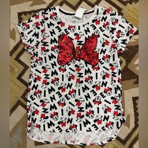 Disney Minnie Mouse Glitter Bow Kids Tee size (14-16)